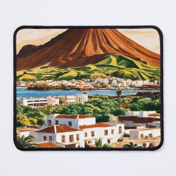 Item preview, Lanzarote’s Volcanic Landscape in Vintage Illustration designed and sold by Ceemko's Vintage Corner.