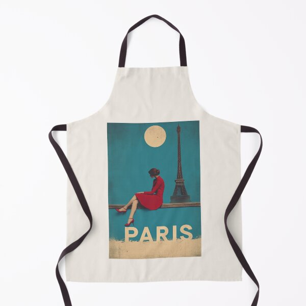 Item preview, Vintage Parisian Fashion Art with Eiffel Tower and Moon designed and sold by Retro Travel Design.