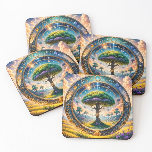 Item preview, Mirror Meadows – Colorful Tree Reflection, Hand-Drawn Art designed and sold by koreatvtea.