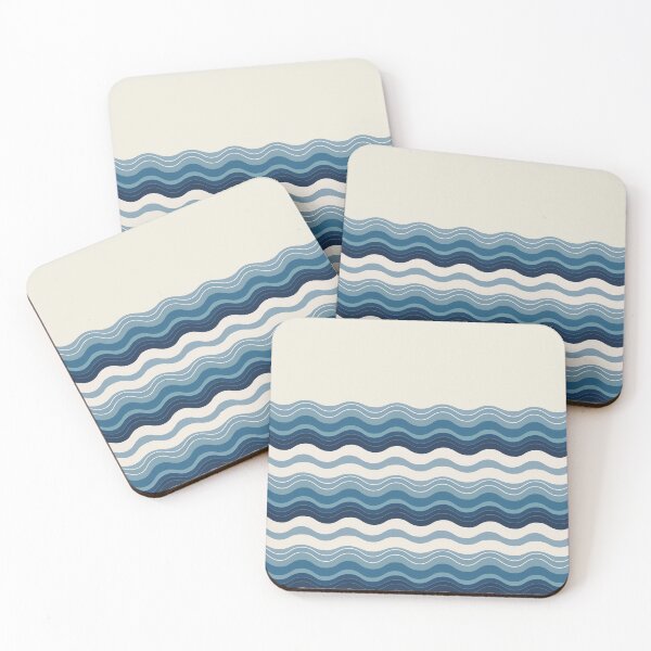 Item preview, A retro-inspired wave pattern Design with muted blues and whites. designed and sold by HEMRO.