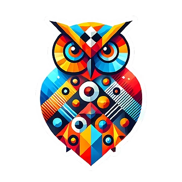 Artwork thumbnail, Colorful Geometric Owl by Peelya