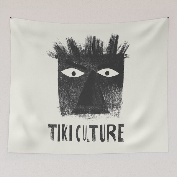 Item preview, Bold Tiki Culture Tribal Mask Art in Monochrome designed and sold by Retro Travel Design.