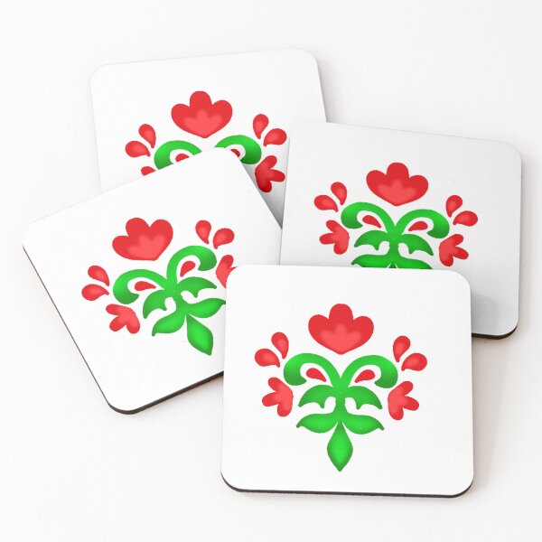 Item preview, Red floral folk motif designed and sold by Kalpa.