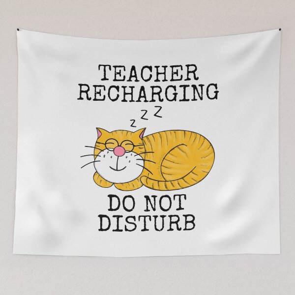 Item preview, Teacher Recharging Sleeping Cat, Back To School Funny designed and sold by doodlerob.