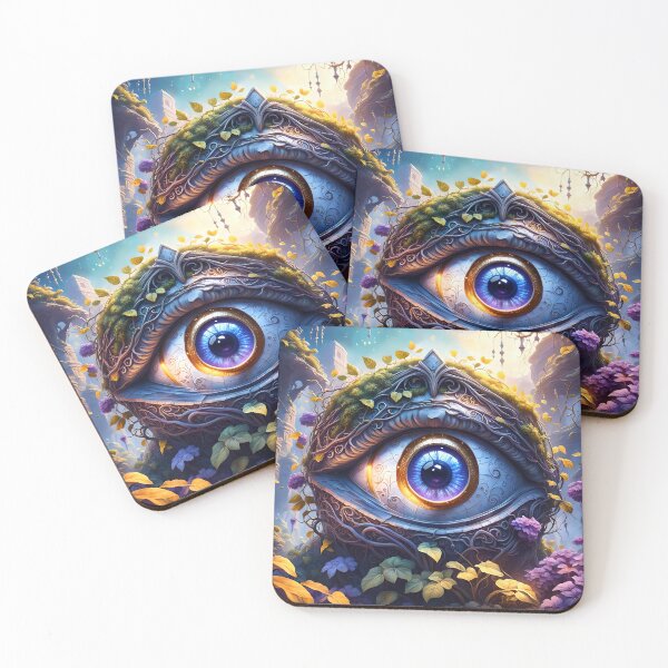 Item preview, Ancient Temple Eyes – Symbol of Truth, Surrounded by Leaves and Flowers designed and sold by koreatvtea.