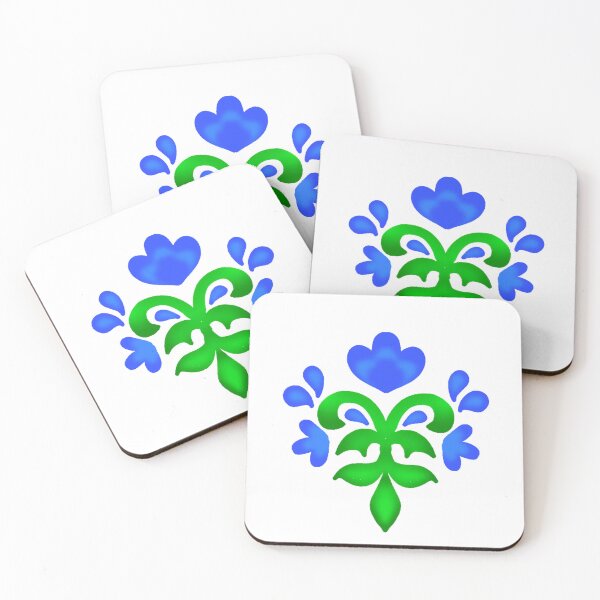 Item preview, Blue floral folk motif designed and sold by Kalpa.