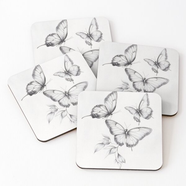 Item preview, Black and white monarch butterfly pencil drawing designed and sold by Pencil-Art.