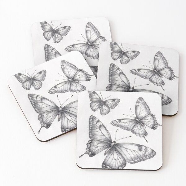 Item preview, Black and white monarch butterfly pencil drawing designed and sold by Pencil-Art.