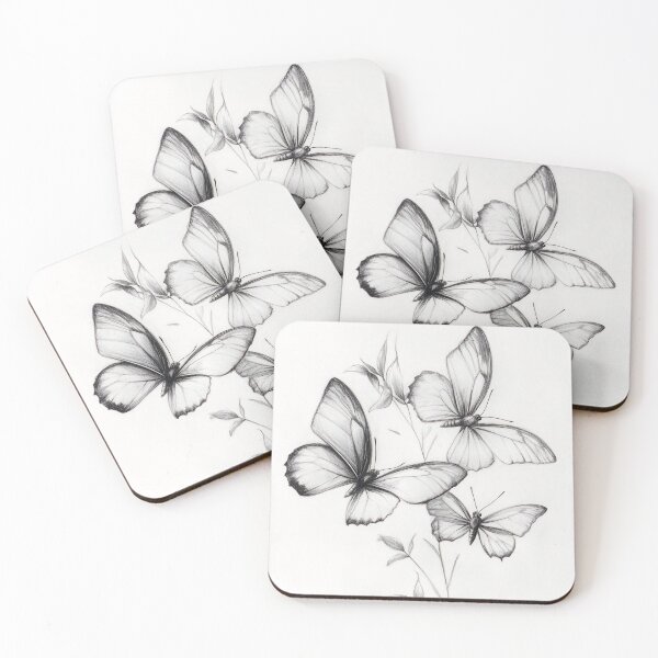 Item preview, Black and white monarch butterfly pencil drawing designed and sold by Pencil-Art.