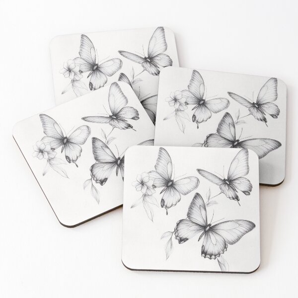 Item preview, Black and white monarch butterfly pencil drawing designed and sold by Pencil-Art.