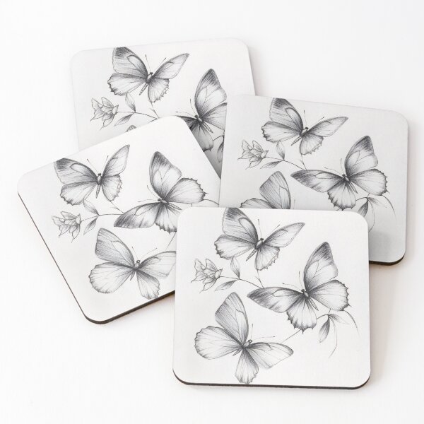 Item preview, Black and white monarch butterfly pencil drawing designed and sold by Pencil-Art.