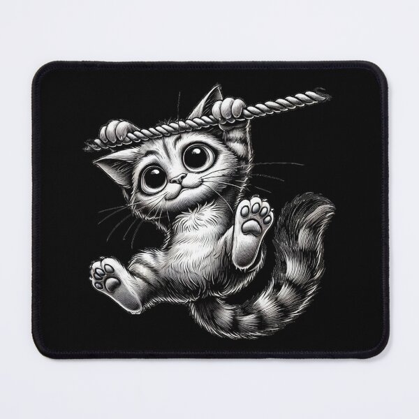 Item preview, Black and White Cat Hanging on a Rope designed and sold by Blink Art Studio.