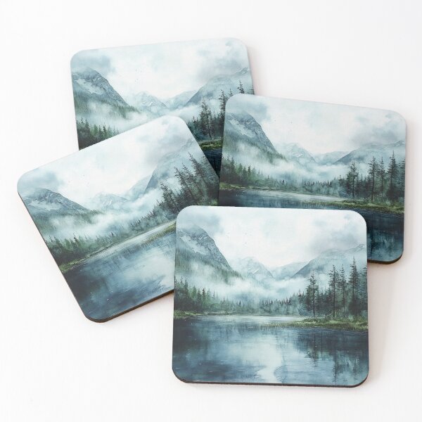 Item preview, Watercolor Mointains Landscape, Mountains Wall Art designed and sold by NicolasGlowArt.