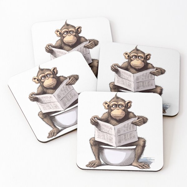 Item preview, Monkey Sitting on Toilet, Funny Animal Drawing designed and sold by CheekyAnimalz.