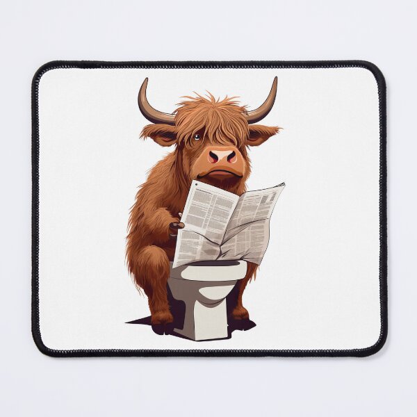 Item preview, Highland Cow Sitting on Toilet, Funny Animal Drawing designed and sold by CheekyAnimalz.