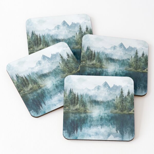 Item preview, Watercolor Lake And Mountains, Mountains Wall Art designed and sold by NicolasGlowArt.