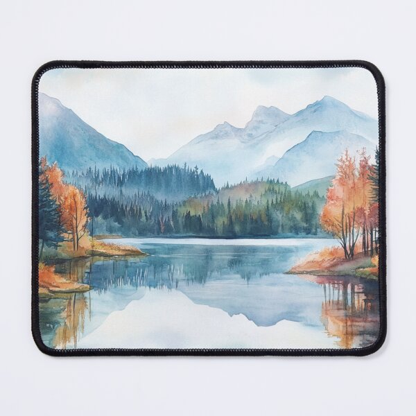 Item preview, Mountains And Lake Landscape Watercolor designed and sold by NicolasGlowArt.