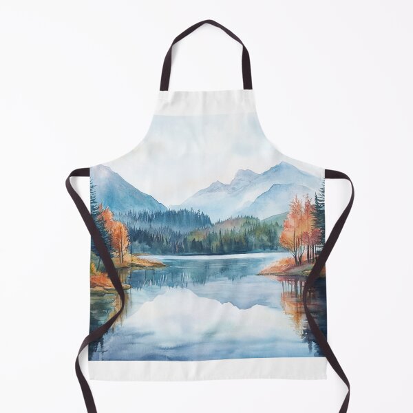 Item preview, Mountains And Lake Landscape Watercolor designed and sold by NicolasGlowArt.