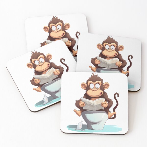 Item preview, Monkey Sitting on Toilet, Funny Animal Drawing designed and sold by CheekyAnimalz.