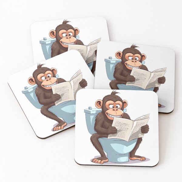 Item preview, Monkey Sitting on Toilet, Funny Animal Drawing designed and sold by CheekyAnimalz.
