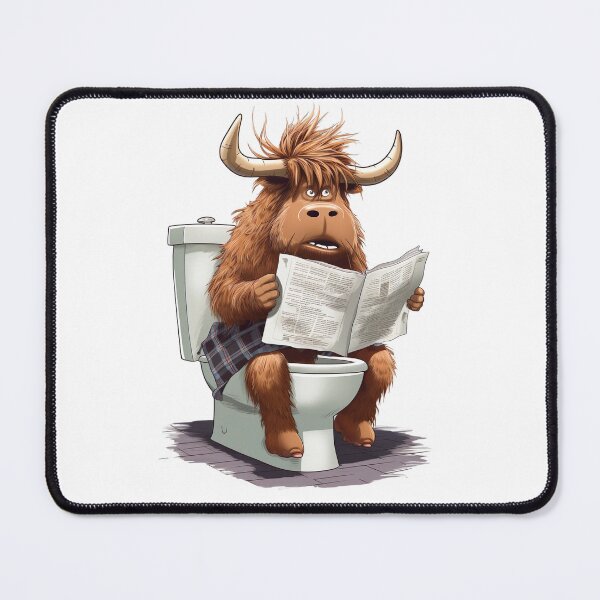 Item preview, Highland Cow Sitting on Toilet, Funny Animal Drawing designed and sold by CheekyAnimalz.