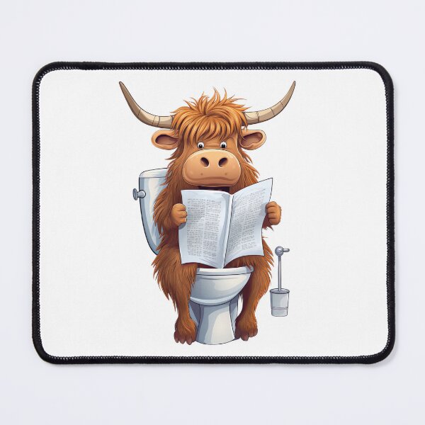 Item preview, Highland Cow Sitting on Toilet, Funny Animal Drawing designed and sold by CheekyAnimalz.