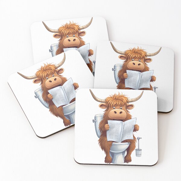 Item preview, Highland Cow Sitting on Toilet, Funny Animal Drawing designed and sold by CheekyAnimalz.