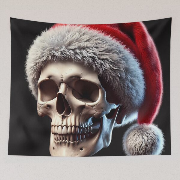 Item preview,  A skull with Santa Claus’s hat designed and sold by Linework Studio.