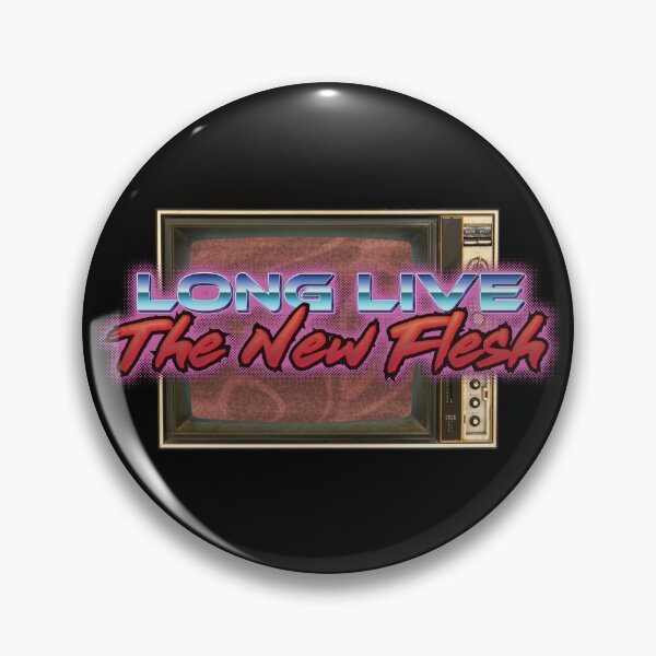 Artikelvorschau, The New Flesh Videodrome Filmreferenz 1980er Jahre Body Horror Cronenberg Film Popkultur Bekleidungsdesign entworfen und verkauft von Axolotl Apparel.