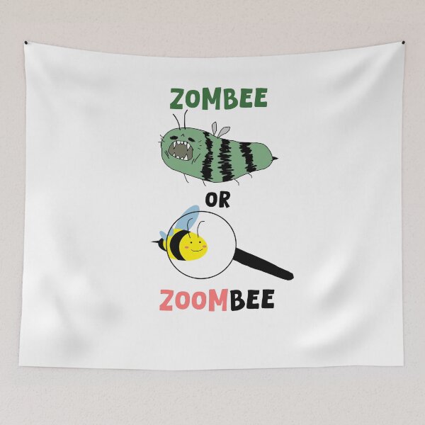 Item preview, Zombee vs. Zoombee – Zombie Bee & Magnified Bee Doodle, Playful Horror & Science Art designed and sold by koreatvtea.