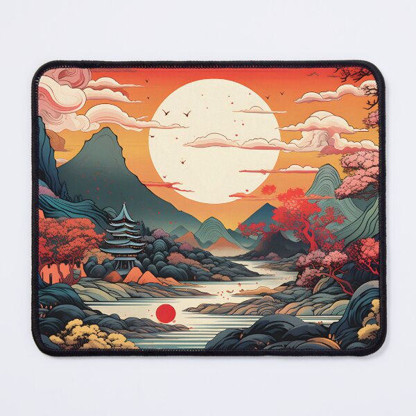 Item preview, Vibrant Sunset Over Japanese Landscape designed and sold by GreenInkXpress.