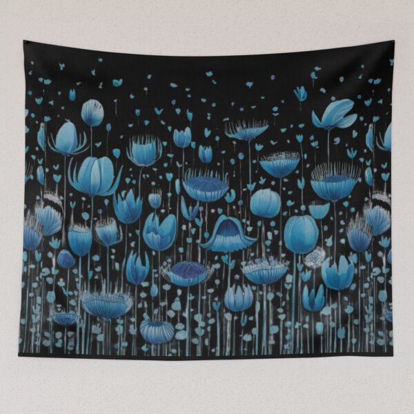 Item preview, Beautiful feathery blue garden flowers designed and sold by MargoMalej.
