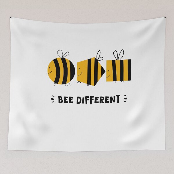 Item preview, Bee Different – Unique Bee Doodle, Shape Variations, Playful Art designed and sold by koreatvtea.