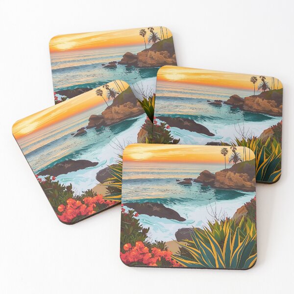 Item preview, Laguna Beach Sunset Vivid Illustration designed and sold by CaliforniaVibe.