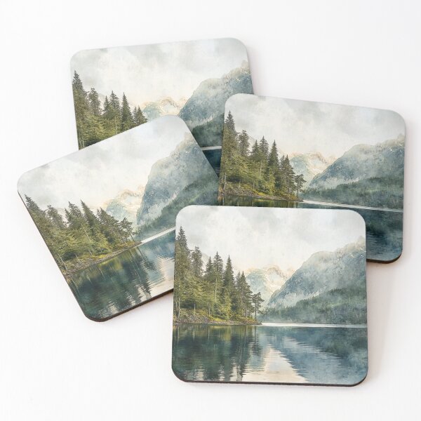 Item preview, Mountains And Lake Landscape, Mountains Wall Art designed and sold by NicolasGlowArt.