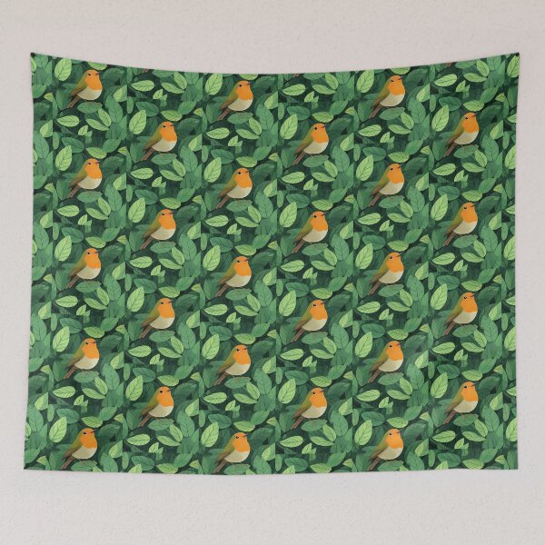 Item preview, Robin red breast in the middle of green leaves designed and sold by Atces.