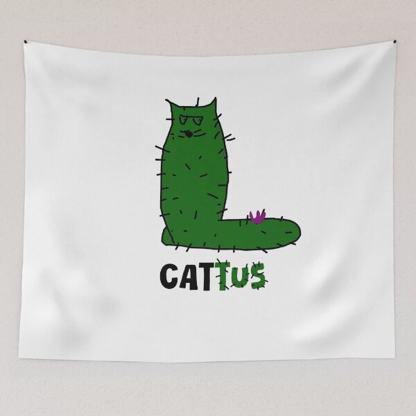 Item preview, Cattus – Cactus Cat Doodle, Green Cat with Spines, Playful Design designed and sold by koreatvtea.