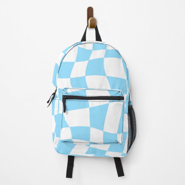 Item preview, Sky blue warped checkerboard pattern designed and sold by AmyJStickers.