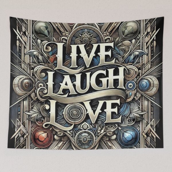 Artikelvorschau, Komplexes geometrisches Design mit „Live, Laugh, Love“ entworfen und verkauft von vatisa.