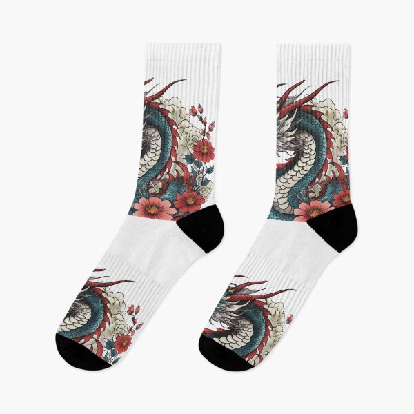 Item preview, Japanese dragon with flowers designed and sold by Morleyy.