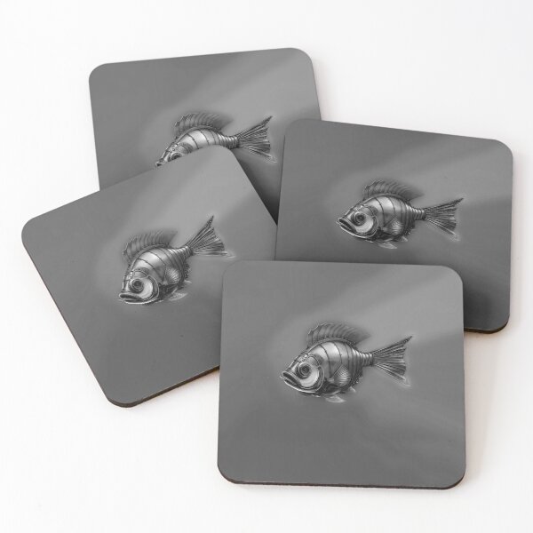 Item preview, Steampunk Fish Art Subtle Minimalist Steampunk Style - Gray Ocean designed and sold by Beachy.