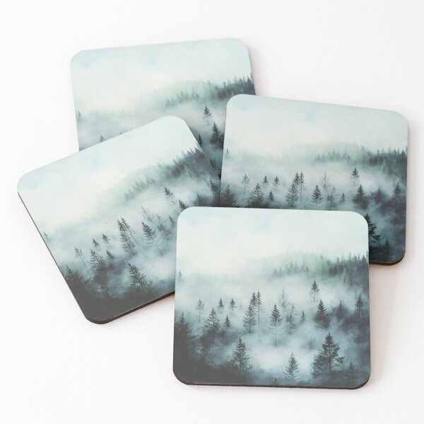 Item preview, Foggy Watercolor Forest, Forest Wall Art designed and sold by NicolasGlowArt.