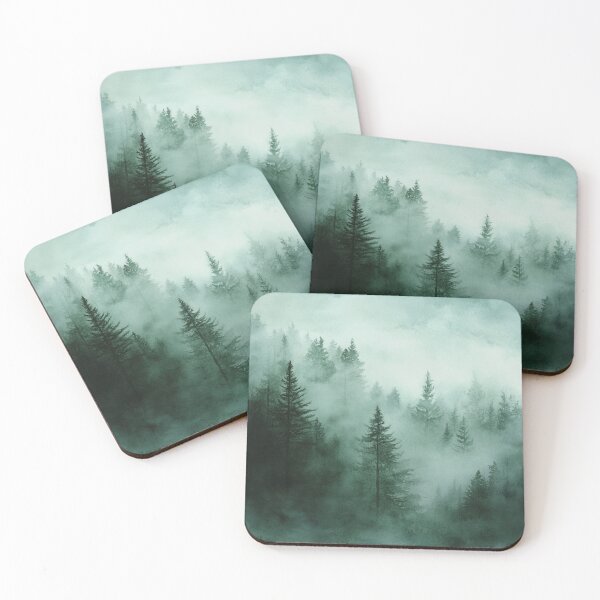 Item preview, Green Foggy Forest, Forest Wall Art designed and sold by NicolasGlowArt.