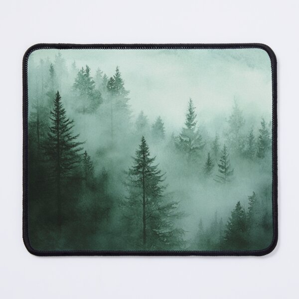 Item preview, Green Foggy Forest, Forest Wall Art designed and sold by NicolasGlowArt.