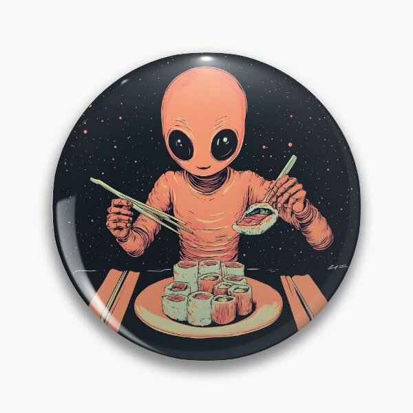 Item preview, Cute Red Alien Eating  Sushi  designed and sold by 0199.