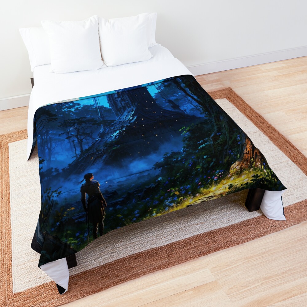 Taistealaí Gealach I bhForaois Mhistiúil AI Coincheapa le Xzendor7 -  Tírdhreach Toirmiscthe - Priontaí Ealaíne Decor Balla Xzendor7, image size:1000x1000