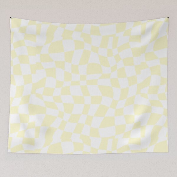Item preview, Sunshine yellow warped checkerboard pattern designed and sold by AmyJStickers.