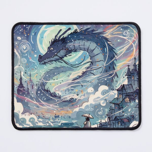 Item preview, Whimsical Town with Giant Dragon and Umbrella Lady designed and sold by Slick-Waffles.