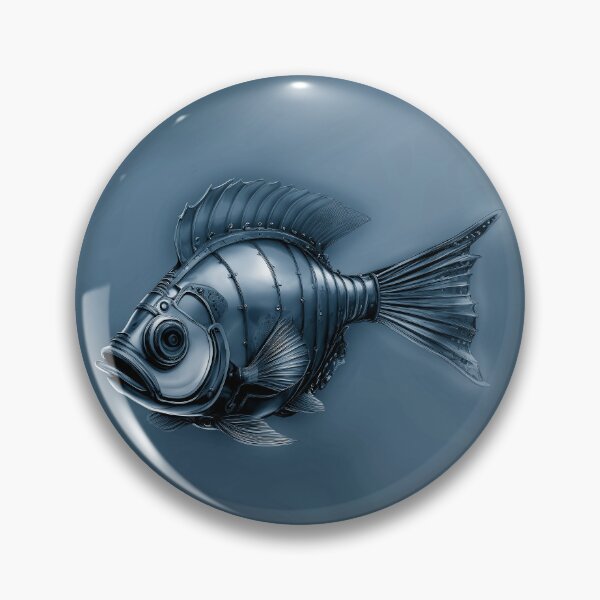 Item preview, Steampunk Fish Art Subtle Minimalist Steampunk Style - Denim Blue Ocean designed and sold by Beachy.