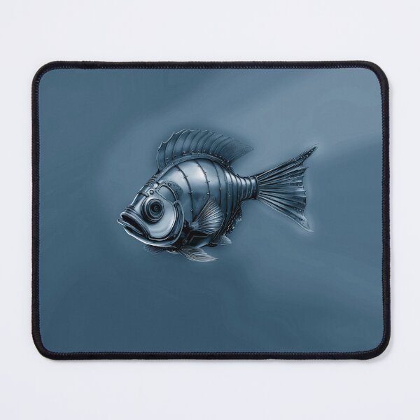 Item preview, Steampunk Fish Art Subtle Minimalist Steampunk Style - Denim Blue Ocean designed and sold by Beachy.